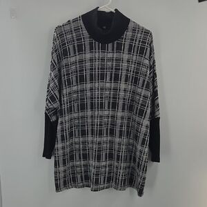 Lane Bryant Black and White Plaid Blouse
